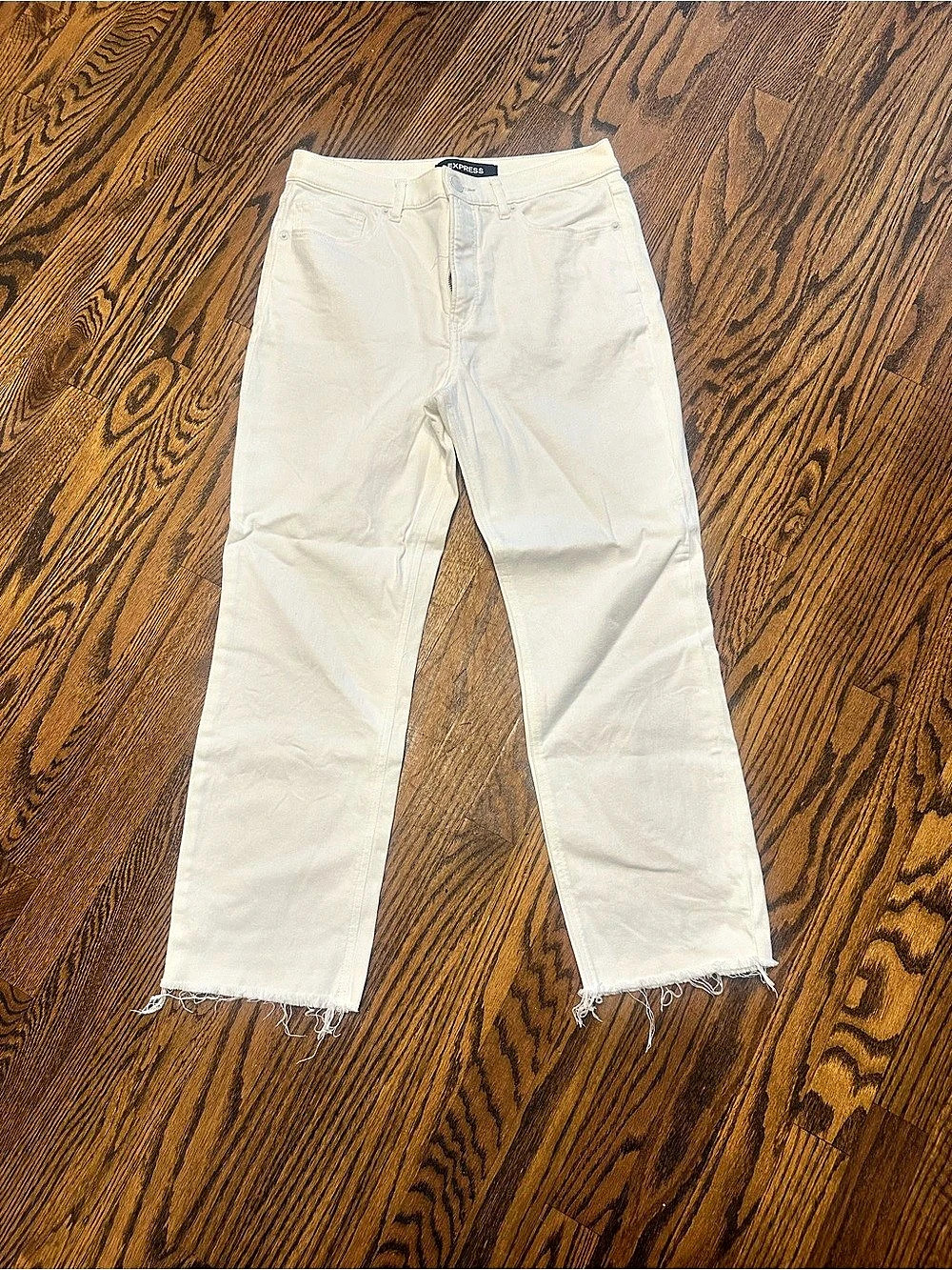 Express White Straight Crop High Rise Jeans